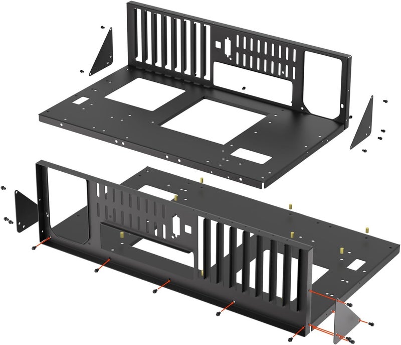 JOYJOM Open Air PC Case, ATX Open Frame Computer Case, DIY PC Case Rack for ATX MATX ITX Motherboards, Black Alloy Steel - Image 5